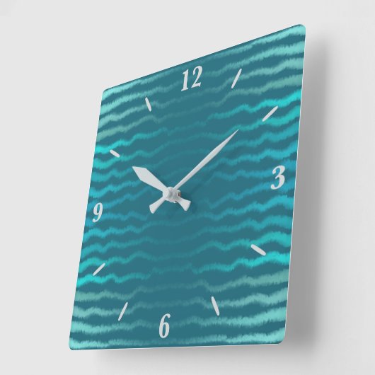 Horloge Carrée Plage côtière Salé Turquoise Wave Résumé Design (Angle)