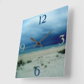 Horloge Carrée Plage Dark Waters Photo (Angle)