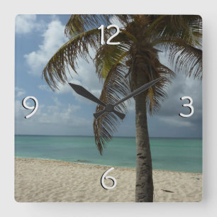 Horloge Carrée Plage d'Aruba I Belle Scène Nature