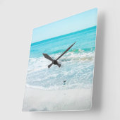 Horloge Carrée Plage de Floride Tropical Sable Ocean Waves Sandpi (Angle)