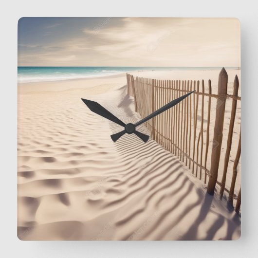 Horloge Carrée Plage De Sable (Recto)