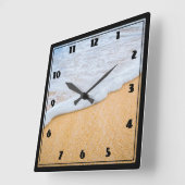 Horloge Carrée Plage de sable avec Surf en mousse (Angle)