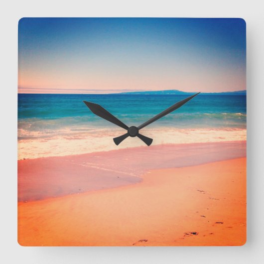 Horloge Carrée Plage de style Vintage cool (Recto)