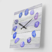 Horloge Carrée Plage de verre de mer Bois d'eau (Angle)