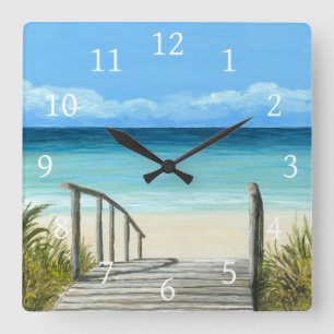 Horloge Carrée Plage d'océan de la vue 147 de mer