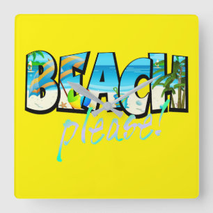 Horloge Carrée Plage Enfants S'Il Vous Plaît !