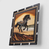 Horloge Carrée Plage Morgan Dash : Burred Charred Art (Angle)