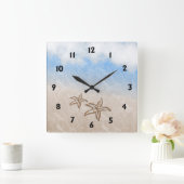 Horloge Carrée Plage Starfish (Maison)