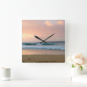 Horloge Carrée Plage Sunset avec océan (Maison)