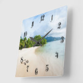 Horloge Carrée Plage tropicale (Angle)
