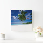 Horloge Carrée Plage tropicale | Seychelles (Maison)