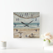 Horloge Carrée Plage Watercolor (Maison)