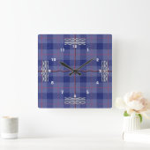 Horloge Carrée Plaid bleu ciel (Maison)