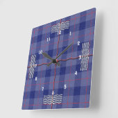 Horloge Carrée Plaid bleu ciel (Angle)