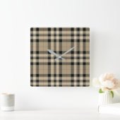 Horloge Carrée Plaid Classique Beige Et Noir (Maison)