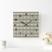 Horloge Carrée Plaid gray and cream (Maison)