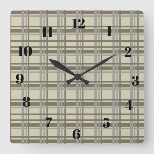 Horloge Carrée Plaid gray and cream (Recto)