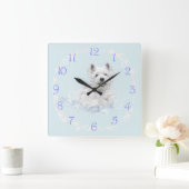 Horloge Carrée Plaisir du bain pour Westie (Maison)
