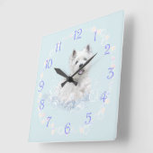 Horloge Carrée Plaisir du bain pour Westie (Angle)