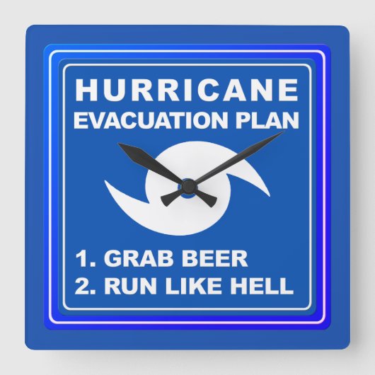 Horloge Carrée Plan d'évacuation des ouragans ; -) (Recto)