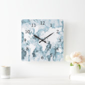 Horloge Carrée Plan du monde bleu 103 (Maison)