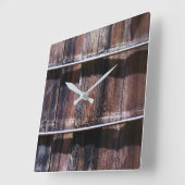 Horloge Carrée Planche de bois (Angle)