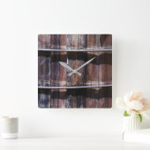 Horloge Carrée Planche de bois (Maison)