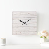 Horloge Carrée planches en bois (Maison)