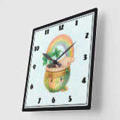 Horloge Carrée Planeur Whimsical avec arc-en-ciel et fermeture (Angle)