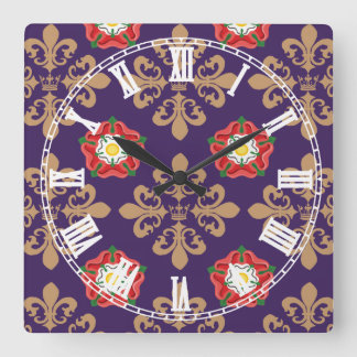 Horloge Carrée Plantagenets fleur motif