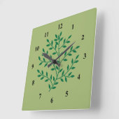 Horloge Carrée plante de feuillage des feuilles verts (Angle)