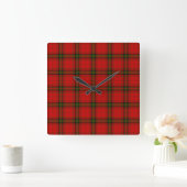 Horloge Carrée Plaque rouge vert tartan MacDougall (Maison)