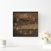 Horloge Carrée Plaques en bois foncé (Maison)