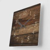 Horloge Carrée Plaques en bois foncé (Angle)