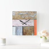 Horloge Carrée Plaques en bois patinées (Maison)