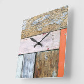 Horloge Carrée Plaques en bois patinées (Angle)