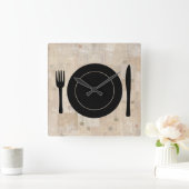 Horloge Carrée Plate Setting Fork Knife (Maison)