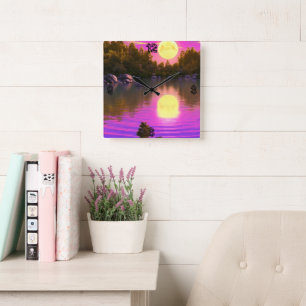 Horloge Carrée Pleine lune