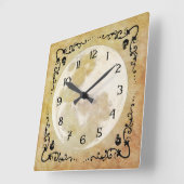 Horloge Carrée Pleine lune de Goth Whimsical Halloween (Angle)