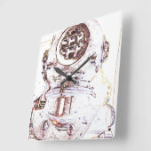 Horloge Carrée Plongeur marin profond (Angle)