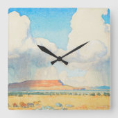 Horloge Carrée Pluie sur la Mesa par Maynard Dixon (Recto)