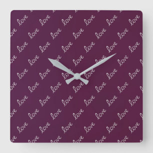 Horloge Carrée Plum Bourgogne "Amour"