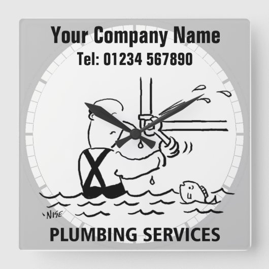 Horloge Carrée Plumbing ou Heating Services (Recto)
