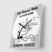Horloge Carrée Plumbing ou Heating Services (Angle)