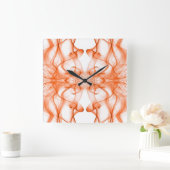 Horloge Carrée Plumes d'orange fumée sur blanc (Maison)