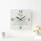 Horloge Carrée Poème de grand-mère avec des oiseaux (Maison)