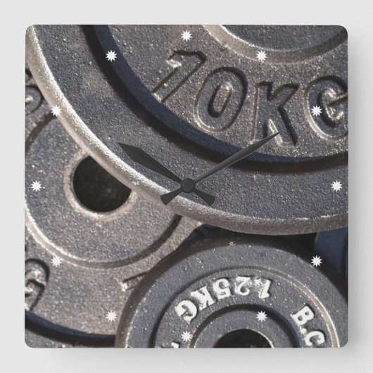 Horloge Carrée Poids de la salle de sport (Recto)