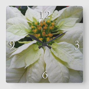 Horloge Carrée Poinsettia Elegant Christmas Holiday Floral