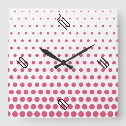 Horloge Carrée Pointe rose blanc moderne (Recto)