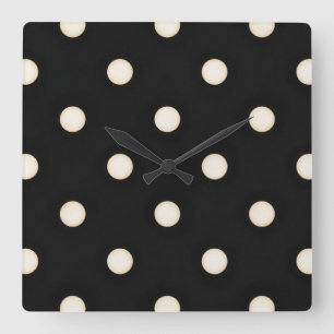 Horloge Carrée Points blancs antiques sur noir en détresse